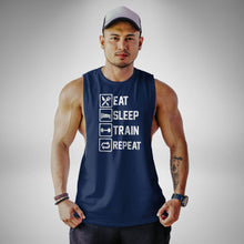 Load image into Gallery viewer, AM119 Eat Sleep Train Repeat Openside Tank Top