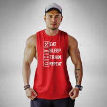 Load image into Gallery viewer, AM119 Eat Sleep Train Repeat Openside Tank Top