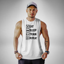 Load image into Gallery viewer, AM119 Eat Sleep Train Repeat Openside Tank Top