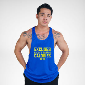 STR116 Excuses Don't Burn Calories Bodybuilder Stringer Tank Top
