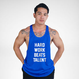 STR121 Hard Work Beats Talent Bodybuilder Stringer Tank Top