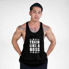 STR122 Train Like A Boss Bodybuilder Stringer Tank Top