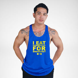 STR136 I Eat Dumbbells For Breakfast Bodybuilder Stringer Tank Top