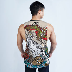 Year Of The Tiger Dragon VS White Tiger Sublimation Openside Tank Top
