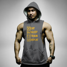 Load image into Gallery viewer, AH119 Eat Sleep Train Repeat Sleeveless Hoodie