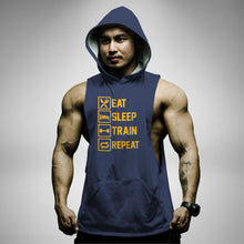 Load image into Gallery viewer, AH119 Eat Sleep Train Repeat Sleeveless Hoodie