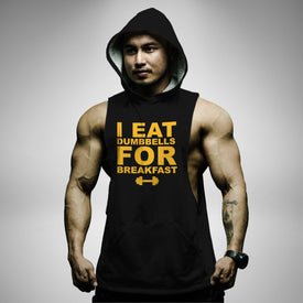 AH136 I Eat Dumbbells For Breakfast Sleeveless Hoodie