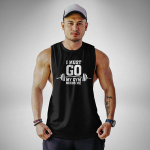 AM115 I Must Go My Gym Needs Me Openside Tank Top