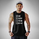 AM119 Eat Sleep Train Repeat Openside Tank Top