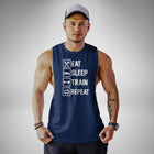 AM119 Eat Sleep Train Repeat Openside Tank Top