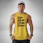 AM119 Eat Sleep Train Repeat Openside Tank Top