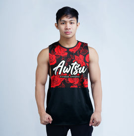 AFA Red Rose Floral Sublimation Openside Tank Top
