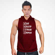 Load image into Gallery viewer, SMH119 Eat Sleep Train Repeat Sweat Muscle Hoodie