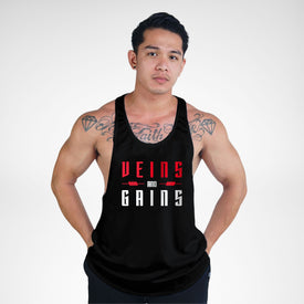 STR156 Veins And Gains Bodybuilder Stringer Tank Top