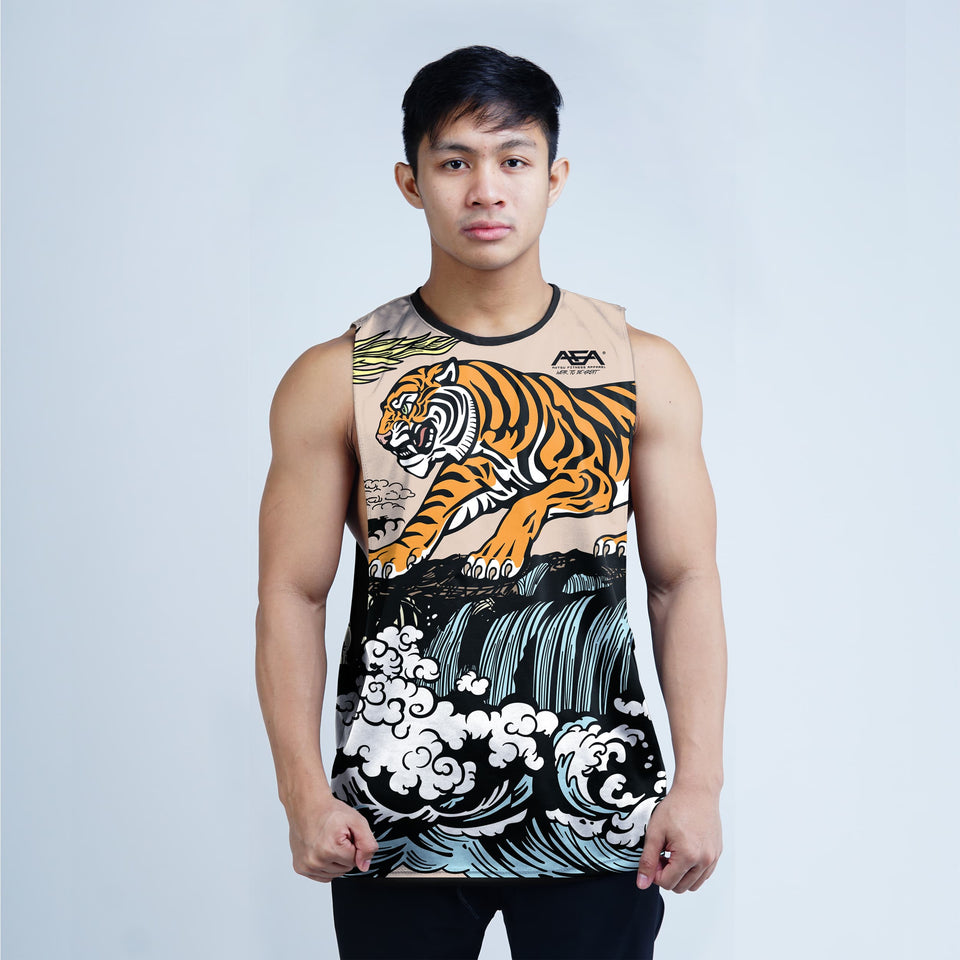Year Of The Tiger Green Dragon VS Tiger Sublimation Openside Tank Top