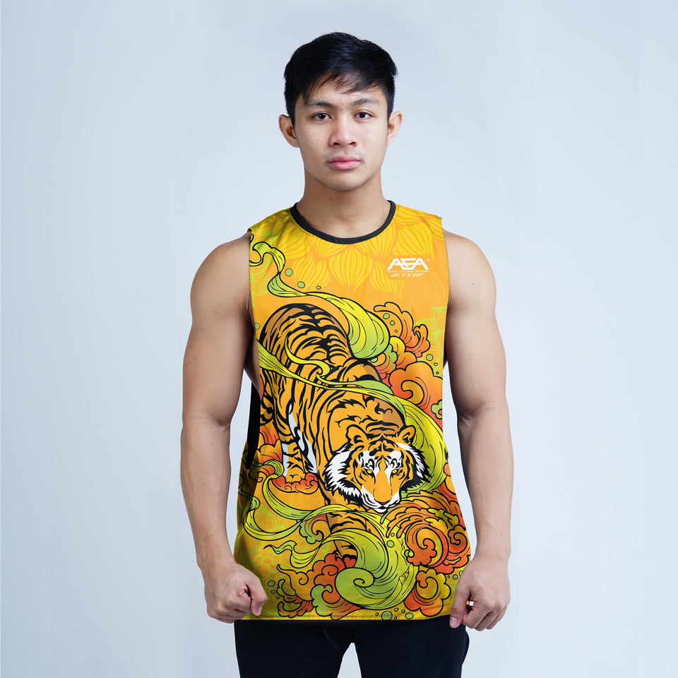 Year Of The Tiger Yellow Floral Sublimation Openside Tank Top